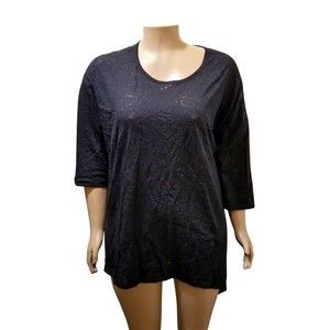 Fullbeauty Sport Black Burnout Short Sleeve Tunic Top Size 26/28